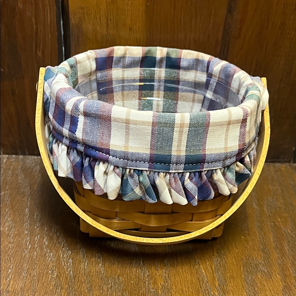 Longaberger Handwoven Basket with Multicolor Lining